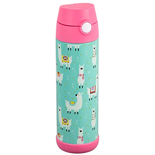 Snug Insulated Kids Water Bottle with Straw & Spout – Double-Wall Stainless Steel, Leakproof, Easy-Flip Lid – For School, Travel, Toddlers & Big Kids - Llamas, 17oz - color: Llamas, size: 16.9 Ounces