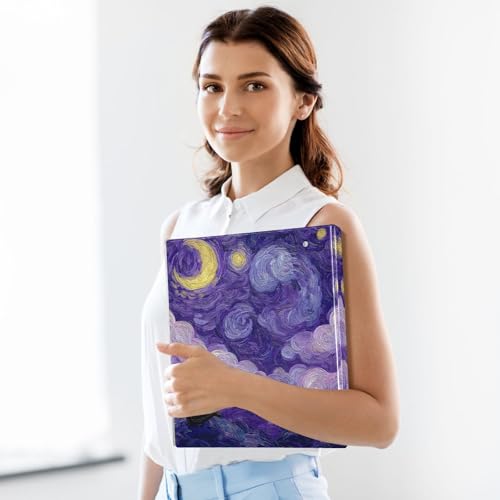 Cat 3 Ring Binder Oil Painting Sky 1.5 inch Binders Three Ring Binders with Clipboard Hold 200 Sheets for Office Supplies - color: Oil Painting Sky Cat