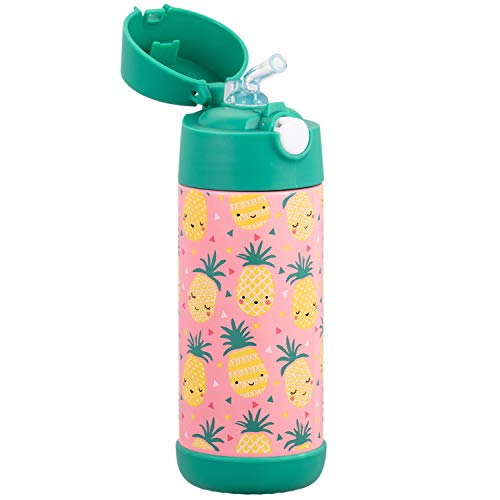 Snug Insulated Kids Water Bottle with Straw & Spout – Double-Wall Stainless Steel, Leakproof, Easy-Flip Lid – For School, Travel, Toddlers & Big Kids - Pineapples, 12oz - color: Pineapples, size: 11.8 Ounces