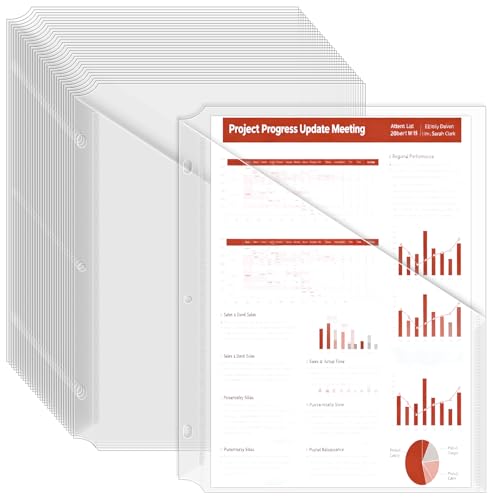 15Pack 3 Hole Punch Clear Plastic Document Folders,Organized Up Poly Translucent Slash Slash File Jacket US Letter/ A4 Size 18C(1.8mm),L-Tape Transparent Document Folders Copy Safe Pockets - color: Clear