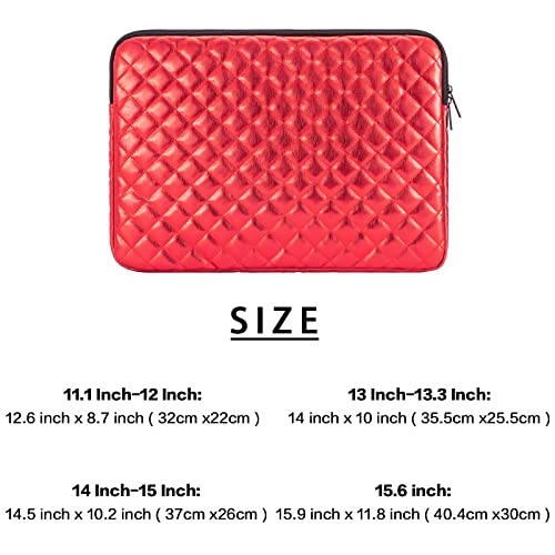 TRIUMPH VISION Puffy Laptop Sleeve Pouch Case Protective Bag Lined Padded | Puffy Laptop Case 15.6 in Quilted Leather Protection Shockproof Cushion Padding Fashion with Pocket Safe Red - color: Red Quilted, size: 15.6 Inch