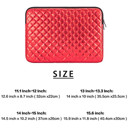 TRIUMPH VISION Puffy Laptop Sleeve Pouch Case Protective Bag Lined Padded | Puffy Laptop Case 15.6 in Quilted Leather Protection Shockproof Cushion Padding Fashion with Pocket Safe Red - color: Red Quilted, size: 15.6 Inch