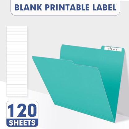 File Folder, PANDRI 120 Pack File Folder, 1/3 Cut Tab, Letter Size, Filing Folder for Office School Business, Aqua - color: Aqua