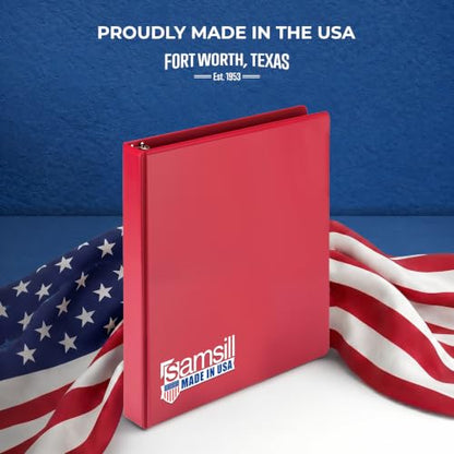 Samsill 1 Inch 3 Ring Binder, Economy Round Ring, Clear View Cover, 200 Sheet Capacity - for School, Home, Office - Red - color: Red, size: 1-Pack, style: 1-Inch
