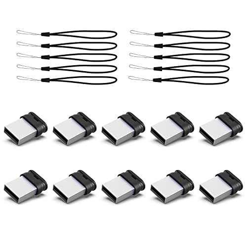32GB Small USB Drive K&ZZ 10 Pack 32 GB Mini Flash Drive with Lanyard 32G Low Profile USB Flash Drives Micro Thumb Drive for PC Laptop (32GB, Black) - color: Black (10Pack), size: 32GB 2.0