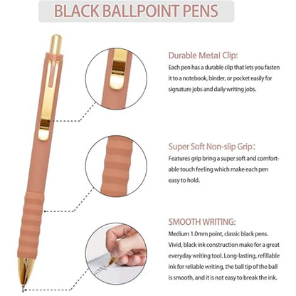 Linbsunne Ballpoint Pens Black Medium Point 1mm with Super Soft Grip Ball Point Pen for Men Women Retractable(style2, 12 pcs) - color: G-12 pcs
