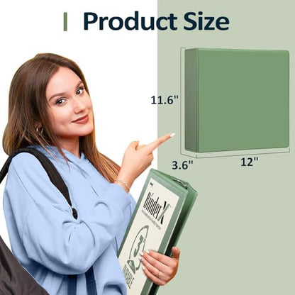 Sooez 3 Ring Binder 3 Inch, Large Binder with Pocket, Olive Green, 8.5"x11" | Holds 670-Sheet of Letter Paper, Extra Durable, PVC-Free, Clear View Cover, Interior Pockets, Eco-Friendly, School, Office - color: Olive Green, size: 3 inch