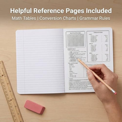 Composition Notebook, 80 Sheets / 160 Pages, 9.34 x 7.12 Inch, Ruled Paper, Durable Composite Cover Notebook for School, College & Office- Pack of 6 - size: Pack of 6