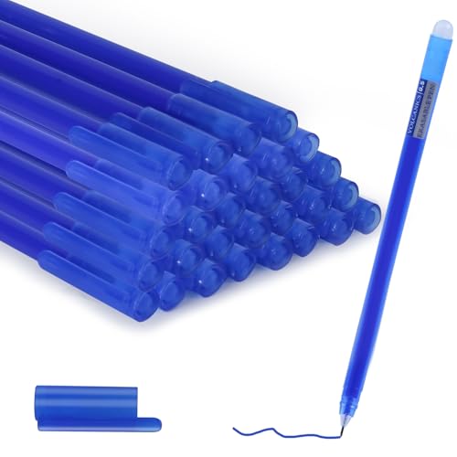 Volcanics Erasable-Gel-Pens Fine Point 0.5 mm, Blue, 30 Pack, Mistakes Dispear, Quick-Drying Ink, No Smudge - Perfect for School, Office, and Home Use - color: Blue