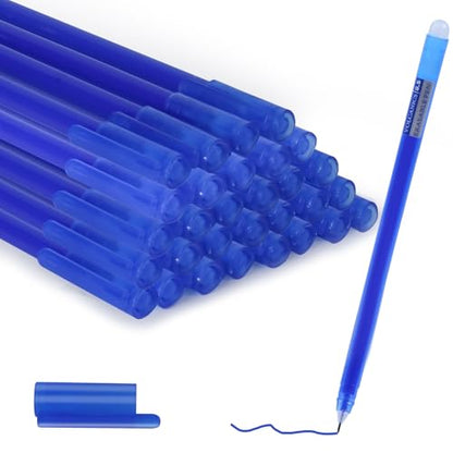 Volcanics Erasable-Gel-Pens Fine Point 0.5 mm, Blue, 30 Pack, Mistakes Dispear, Quick-Drying Ink, No Smudge - Perfect for School, Office, and Home Use - color: Blue