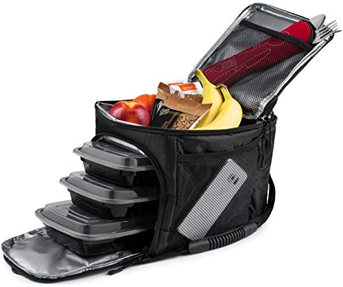 Rockland Guard Insulated Lunch Bag for Men - Lunch Box for Women with Compartments for Meal Prep Containers, Bottles, Snacks, Extra Storage Pockets - Lunchbox for Work, Travel, Picnic, Camping - Black - color: Black