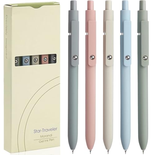 ACEES Gel Pens, 5Pcs 0.5mm Fine Point Pens With Smooth Writing, Quick Dry Aesthetic Pens For Journaling, Ballpoint for Office Writing Supplies, Gifts for Women and Men (Morandi) - color: Morandi