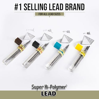 Pentel Super Hi-Polymer Lead Refills, 0.5 mm, 2H, 72 Pieces (12 pcs per tube, 6 tubes) - style: 2H