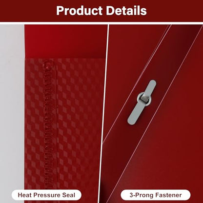 12-Pack Plastic Folders with Pockets and Prongs, 2-Pocket Folders with 3 Fasteners, Holds 8-1/2" x 11" Paper for School/Office/Home - color: Red, size: 12-Pack