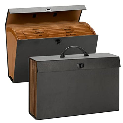 Smead A-Z and Subject Expanding File Box, 19 Pockets, Printed Alphabetic (A-Z)/Subject, Latch Closure, Legal Size, Black (70804) - color: Black, size: Legal