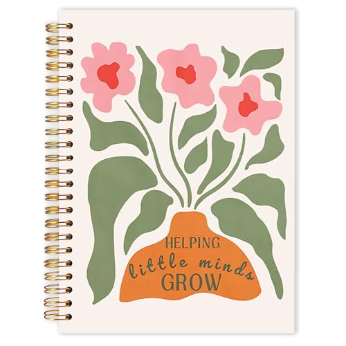 Qabliqo Teachers Gifts Spiral Notebooks, Boho Floral Helping Little Minds Grow Teacher Gifts Journal, Teacher Appreciation Gift Notebook for Note Taking, Teachers Office Supplies, 5.5x8.3 Inch - color: Helping Little Minds Grow