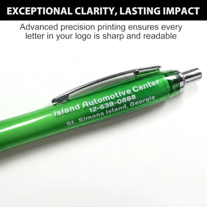 Pack of 100 Custom Logo Pens - Personalized Clear Ballpoint Pens - color: Multicolor