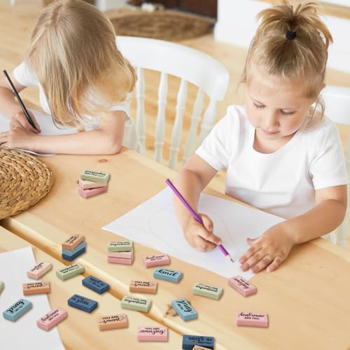 FYSUIMU 180Pcs Boho Inspirational Eraser Back to School Bulk Colorful Motivational Phrase Erasers for Classroom Stationery Supplies