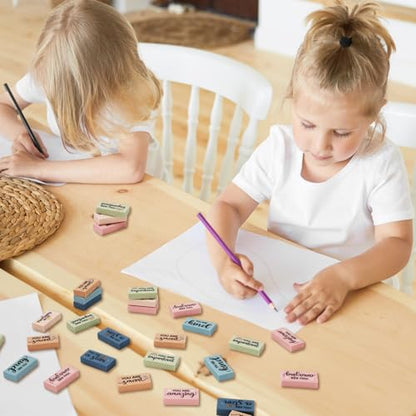 FYSUIMU 180Pcs Boho Inspirational Eraser Back to School Bulk Colorful Motivational Phrase Erasers for Classroom Stationery Supplies
