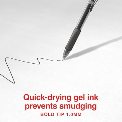 STAPLES Retractable Gel Pens, Bold Point 1.0mm, Black Ink, 36 Pack – ProGel Smooth‑Flow Pens for High‑Volume Office Use - color: Black, size: 36 Pack, style: Bold Point