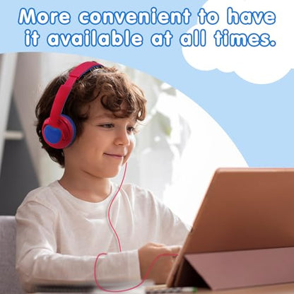 ZIHNIC Wired Kids Headphones, Safe 85dB Volume Limit for Boys & Girls, Comfortable Earpads, Foldable Design for School, Tablets, and Travel-RED - color: RED