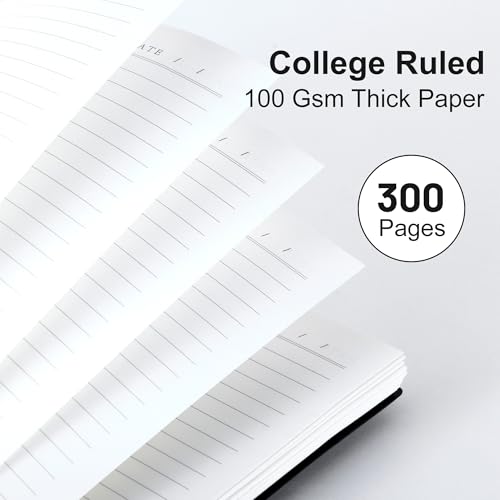 Yoment B5 Spiral Notebook,300 Pages College Ruled Lined Journal,Hardcover | 100GSM thick paper,7 x 10 inches Black hardcover with lay-flat binding and inner pocket for school,office,work,study - color: Black