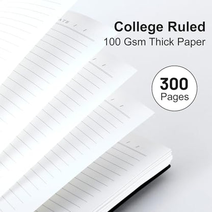Yoment B5 Spiral Notebook,300 Pages College Ruled Lined Journal,Hardcover | 100GSM thick paper,7 x 10 inches Black hardcover with lay-flat binding and inner pocket for school,office,work,study - color: Black