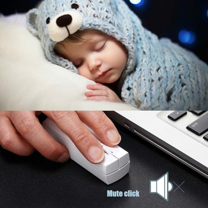 elec Space Wireless Mini Finger Mouse - Silent Dual-Mode Bluetooth & 2.4GHz, Ergonomic Portable PC Mice with Case, Compatible with MacBook and Chromebook - color: White