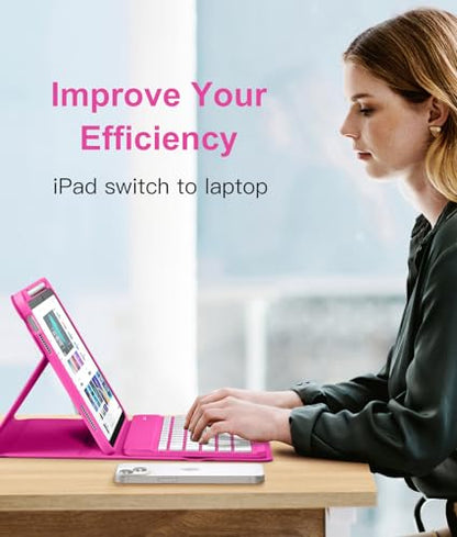 Hamile for iPad 11th 10th Generation Case with Keyboard - 7 Colors Backlit Wireless Detachable Folio Keyboard Cover with Pencil Holder for iPad 11-inch A16 2025 10th Gen 10.9 Inch 2022 (Hot Pink) - color: Hot Pink