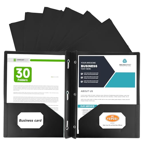 Plastic Folders with Pockets and Prongs,30 Pack Letter Size Two Pocket Folders with 3 Prong, Durable Colored Folders for School, Office, and Home Organization Black - color: Black