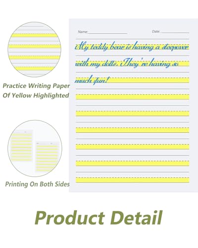 Write Beginner Paper Level 1 Paper with Lines, Yellow Highlighted, 100gsm, 11 x 8.5'', 200 Sheets - size: 200 Sheets