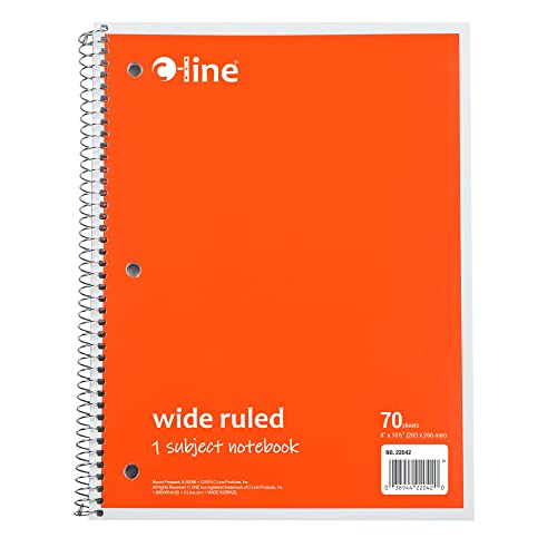 C-Line 1-Subject Notebook, Wide Ruled, Orange, Case of 24 (22042-CT) - color: Orange