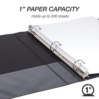 Samsill 1 Inch Document Storage Binder, 100% Recycled Chipboard, Round Ring, 3 Ring Binder, Black - color: Black, size: 1 Inch, style: Single