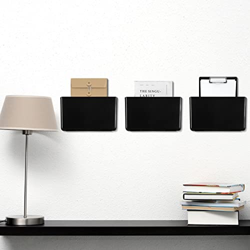 Colarr 8 Pcs Wall File Holder Organizer Plastic Wall Mount Mail Organizer with Screws Single Pocket Hanging Folder Paper Magazine Holder for Walls Office Home Classroom(Black) - color: Black