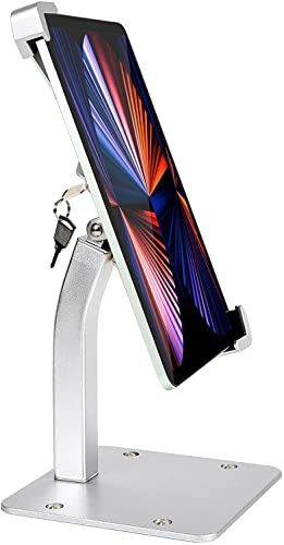 Anti-Theft Desktop Tablet Kiosk Stand Holder, Heavy Duty Countertop Tablet POS Display Mount with Security Lock and Key, Compatible with iPad Pro/Air/Mini, Galaxy Tabs, More 7-11" Tablets