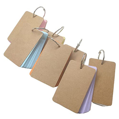350 Pack Blank Index Cards with Binder Rings, Multi-color Flash Note Cards, Study Cards Kraft Paper Cover for Bookmark, Memo Scratch Pads, DIY Greeting Card (7 Color, 3.5 x 2.2 Inch)