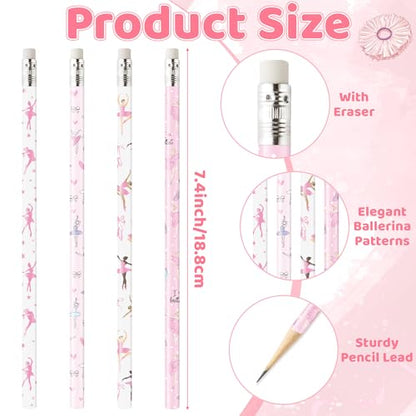 Xqumoi 60Pcs Dance Ballet Pencils with Eraser - Ballerina Theme #2 HB Pencils, School Classroom Student Rewards Back to School Office Supply Party Goodie Bag Fillers Stuffers Birthday Party Favors - style: Dance Ballet