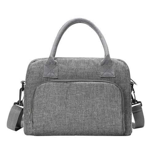 MEXS Insulated Lunch Bag for Women Men Large Reusable Lunch Box Adult Leakproof Portable Cooler Tote Bags for Work Picnic - color: Light Gray