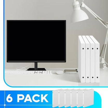 Henoyso 6 Pcs Plastic 1/2 Inch Mini 3 Ring Binders Fits 5.5" x 8.5" Paper, Holds(Capacity 100 Sheets), Flexible Three Round Rings Small White A5 Binders Bulk for School, Office Use, Photo Album - color: White, size: 0.5 Inch
