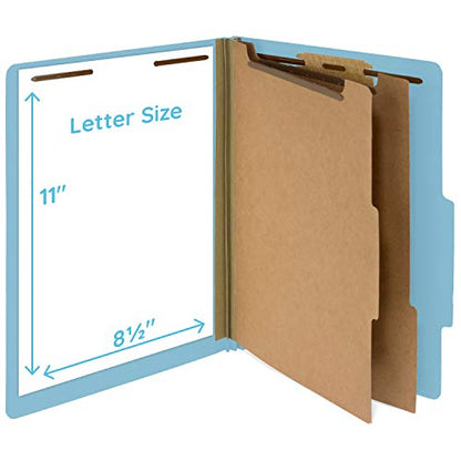 Blue Summit Supplies 10 Classification Folders, 2 Divider, Light Blue | Heavy-duty, letter size, 2 in expansion, 2 prong fasteners, 2 dividers, for medical and legal files