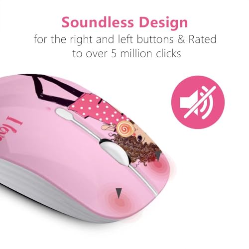 JUHOO Wireless Mouse with Nano Receiver for PC, Laptop, Notebook, Computer, MacBook, Less Noise, Portable Mobile Optical Mice - style: Shopping Girl