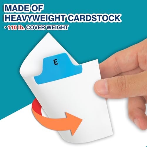 Chell 3"x5" Index Card Dividers, A-Z Tabbed, with Blank Stickers, 1 Set | Bright Colors, Heavyweight, Made of 110 lb. Cover Weight Paper, Alphabetical, Blank Stickers - size: 3"x5"