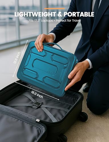 DOMISO 17.3 inch Laptop Sleeve with Handle Shockproof Waterproof EVA Protective Case for 17.3" ZBook Fury 17.3 G8/MSI GS73VR Stealth Pro/HP Envy 17.3/LG Gram 17.3"/ROG Strix GL702VS, Teal - color: Teal, size: 17.3 inch