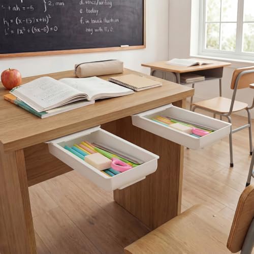 FoldTier 6 Pcs Student Desk Organizer for Classroom Under Desk Drawer for Students Adjustable Desktop Storage Dividers Organizer Accessories Supplies for Back to School First Day of School Gift