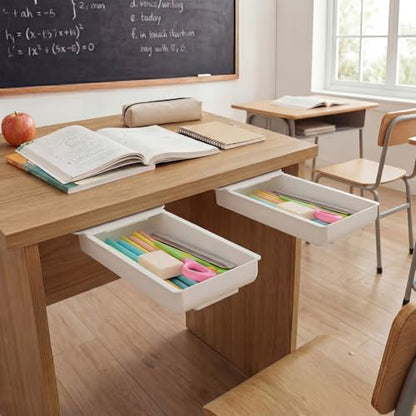 FoldTier 6 Pcs Student Desk Organizer for Classroom Under Desk Drawer for Students Adjustable Desktop Storage Dividers Organizer Accessories Supplies for Back to School First Day of School Gift