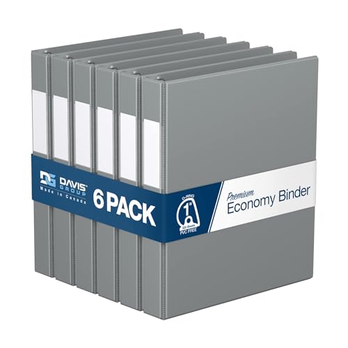 Premium Economy 6-Pack 3-Ring Binders for School or Office, D-Ring Binders, 1 Inch, Gray - color: Gray, size: 1 Inch