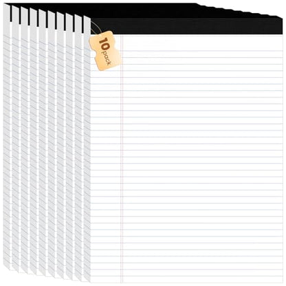 10Packs Legal Pads 8.5 x 11 Inch, 50Sheets/Pack, College Ruled & Perforated White Writing Pads, Pads of Paper 8.5 x 11, Lined Note Pads with Sturdy Backing for Office, Business & School Supplies - color: White, style: 10 Pads-50 Sheets/Pads