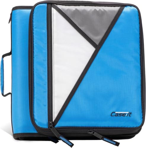 Case-it Universal Zipper Binder | 2-Inch O-Rings, 13-Inch Laptop/Tablet Padded Pocket, 400 Sheet Capacity, Multiple Storage Pockets & Shoulder Strap | School & Office Organizer | LT-007 Denim Blue - color: Denim Blue, size: 6 Pack