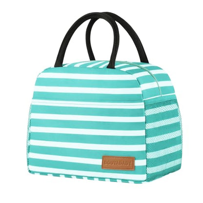 douyadady Lunch Bag Women/Men Lunch Box Women/Men (Baby blue+White Stripes) | Spacious Lightweight Waterproof Sturdy Durable Great Value For Office Work School Picnic Travel - color: Baby blue+White Stripes