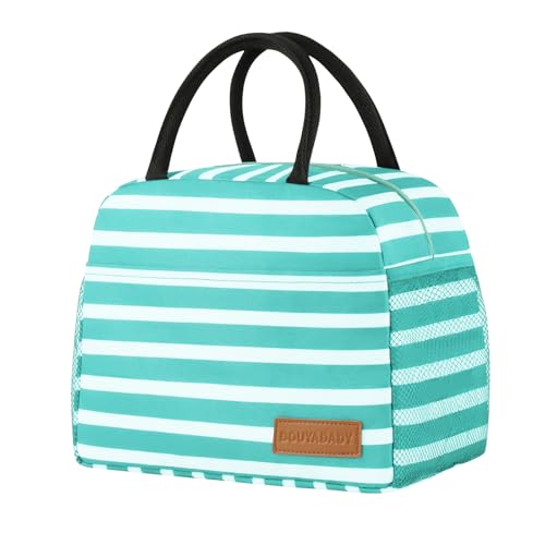 douyadady Lunch Bag Women/Men Lunch Box Women/Men (Baby blue+White Stripes) | Spacious Lightweight Waterproof Sturdy Durable Great Value For Office Work School Picnic Travel - color: Baby blue+White Stripes